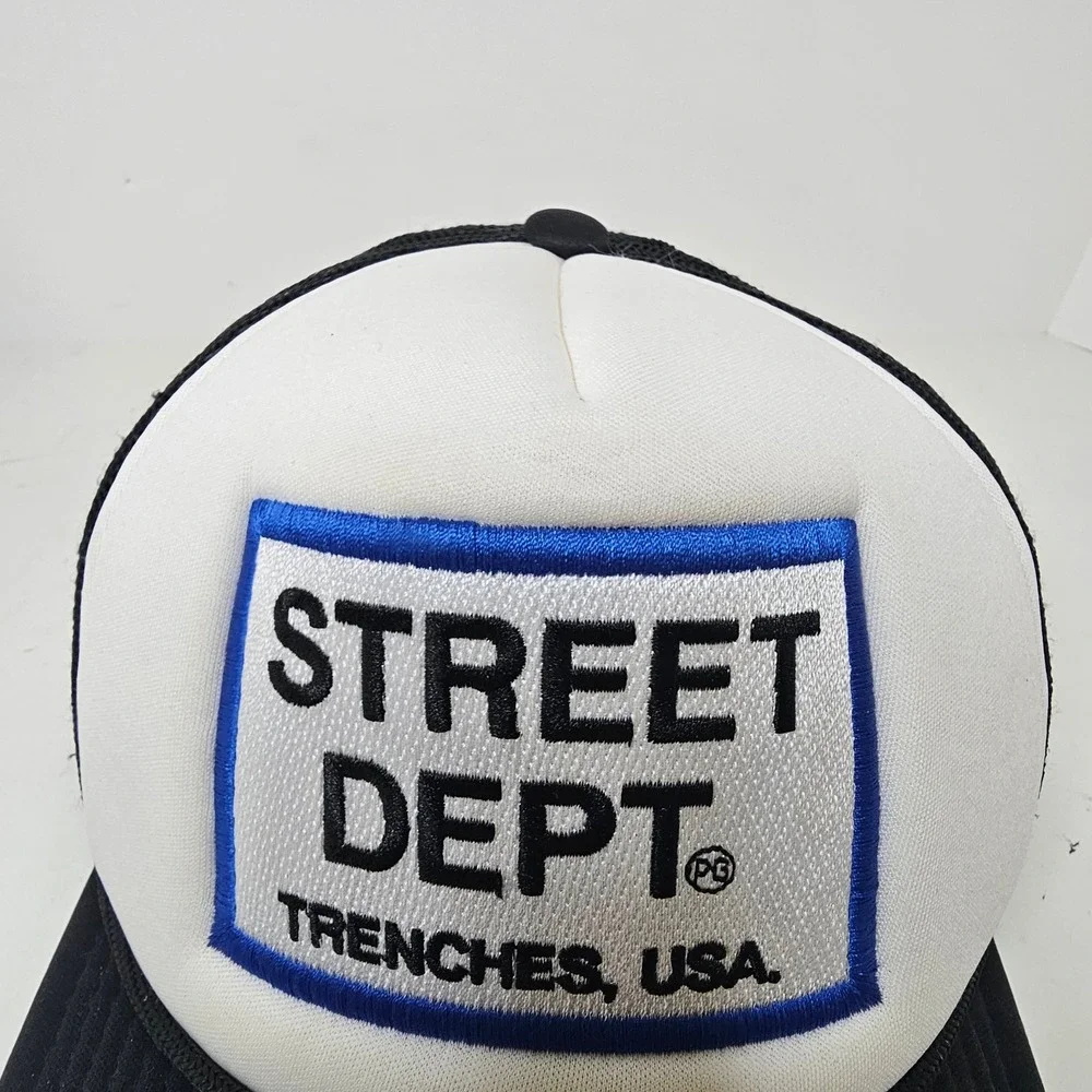 Decky Street Dept Trenches USA Trucker Hat Black White Snapback Cap 6025